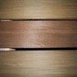 close up of Ipe sauna bench