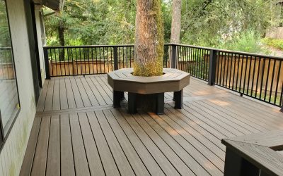 Trex Spiced Rum deck with custom tree bench