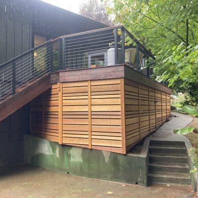 Clear cedar screen with cable railing
