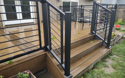 Trex deck with rod railing