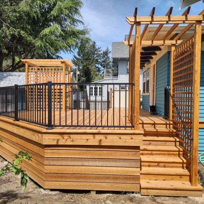 Cedar deck with natural stain