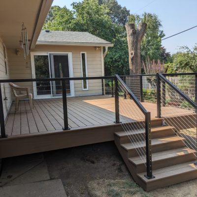 Trex Lineage Jasper deck with cable rail