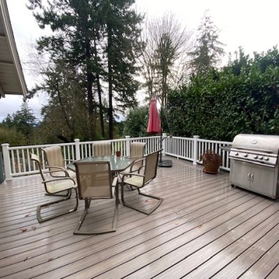 Trex Rocky harbor deck with Transcend railing