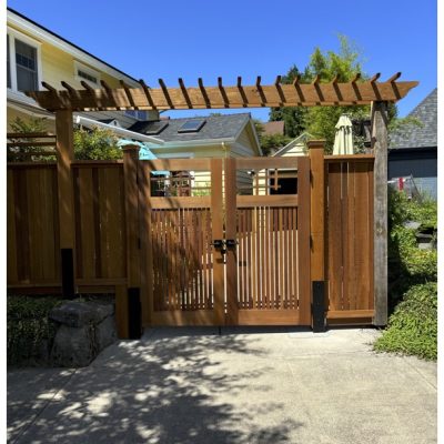 Custom cedar gate and pergola