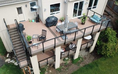 Trex Tiki Torch Double Deck with Trex Rain Escape and Cedar Ceiling