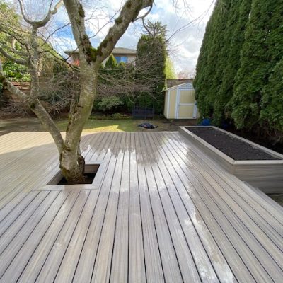 Trex enhance tree deck with garden box