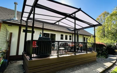 Gabled Acrylite Cover and AZEK English Walnut Deck