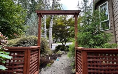 Cedar Lattice Fence with Gate and Garden Arbor