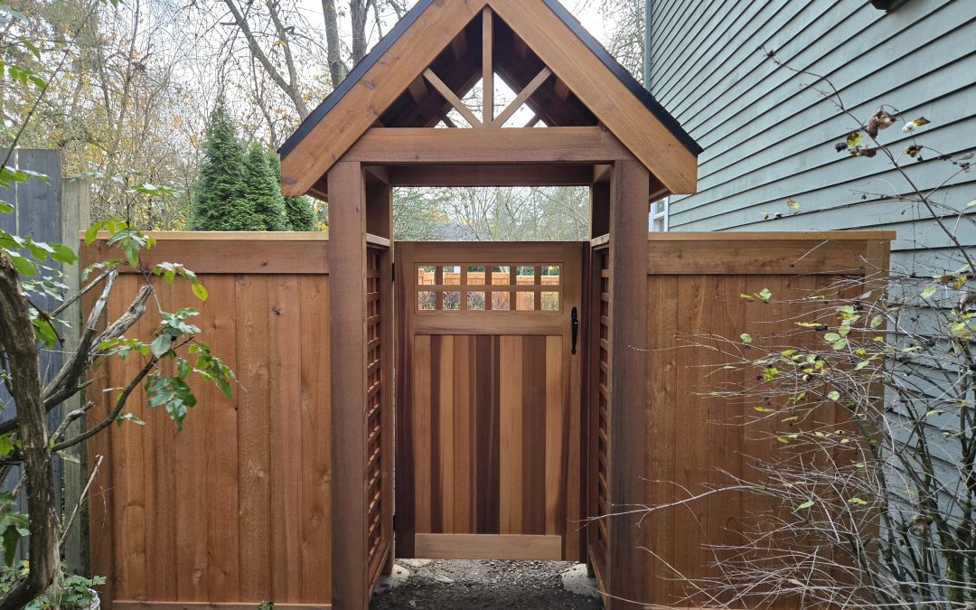 Craftsman Style Cedar Gate Entry and Picture Framed Fence
