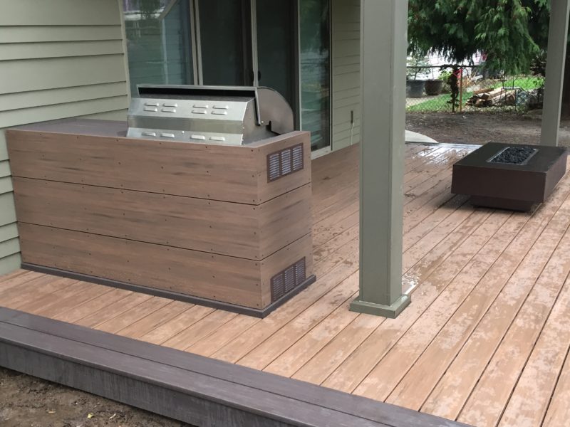 Azek PVC deck with built in grill and fireplace | Deck Masters, LLC Can You Put A Grill On Composite Decking