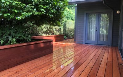 Cedar deck and retaining wall