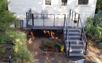 Trex island mist deck with cable railing