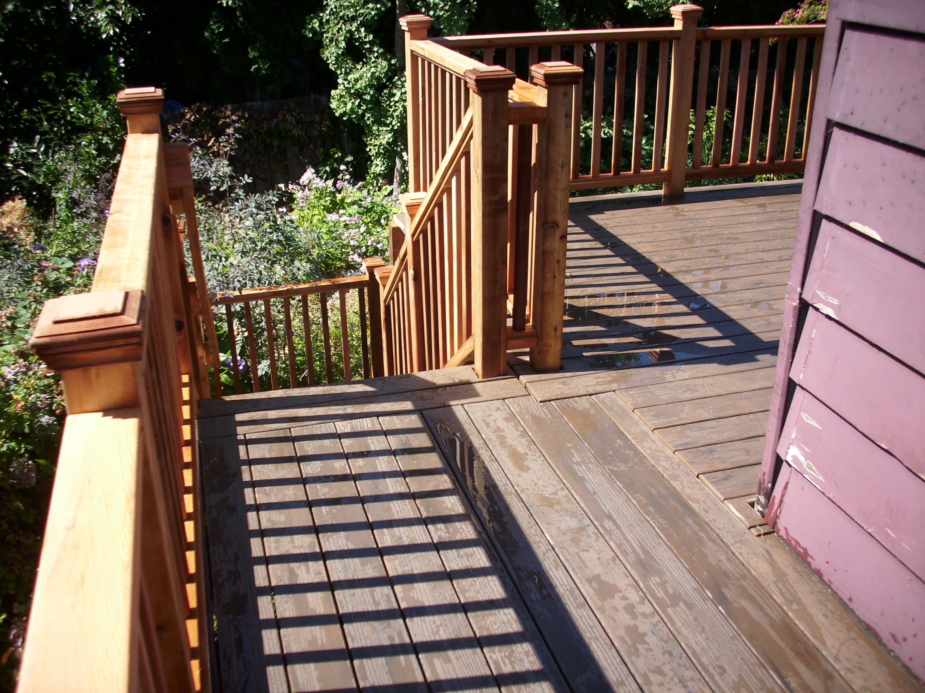 Timbertech Walnut Deck With Cedar Railing | Deck Masters, LLC